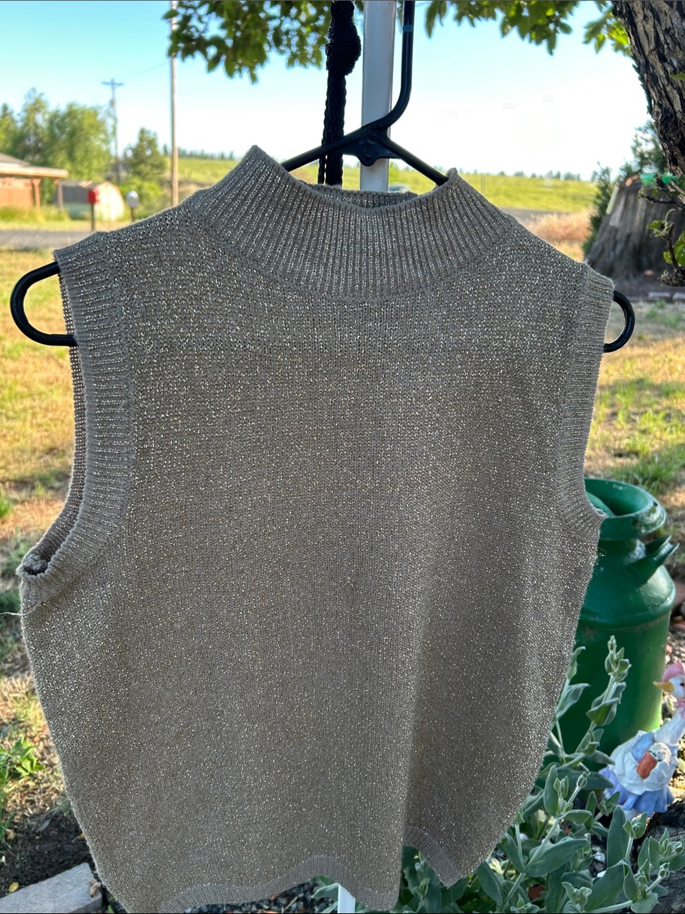 Sleeveless gold metallic like women’s summer top